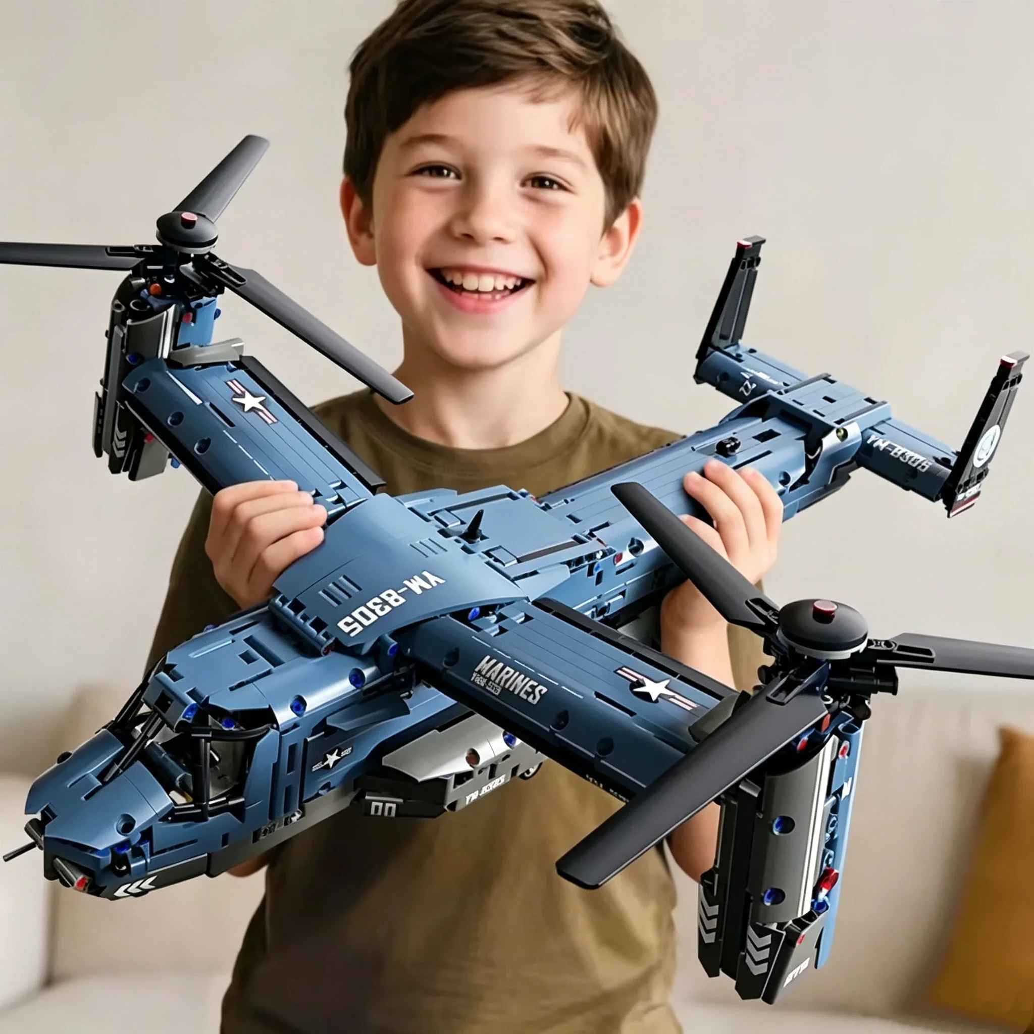Jjrc Drone X12 - 軍用V-22オスプレイ・ティルトローター組み立てブロックセット 大型高シミュレーション滑車航空機モデル プロペラDIY組み立てブロック